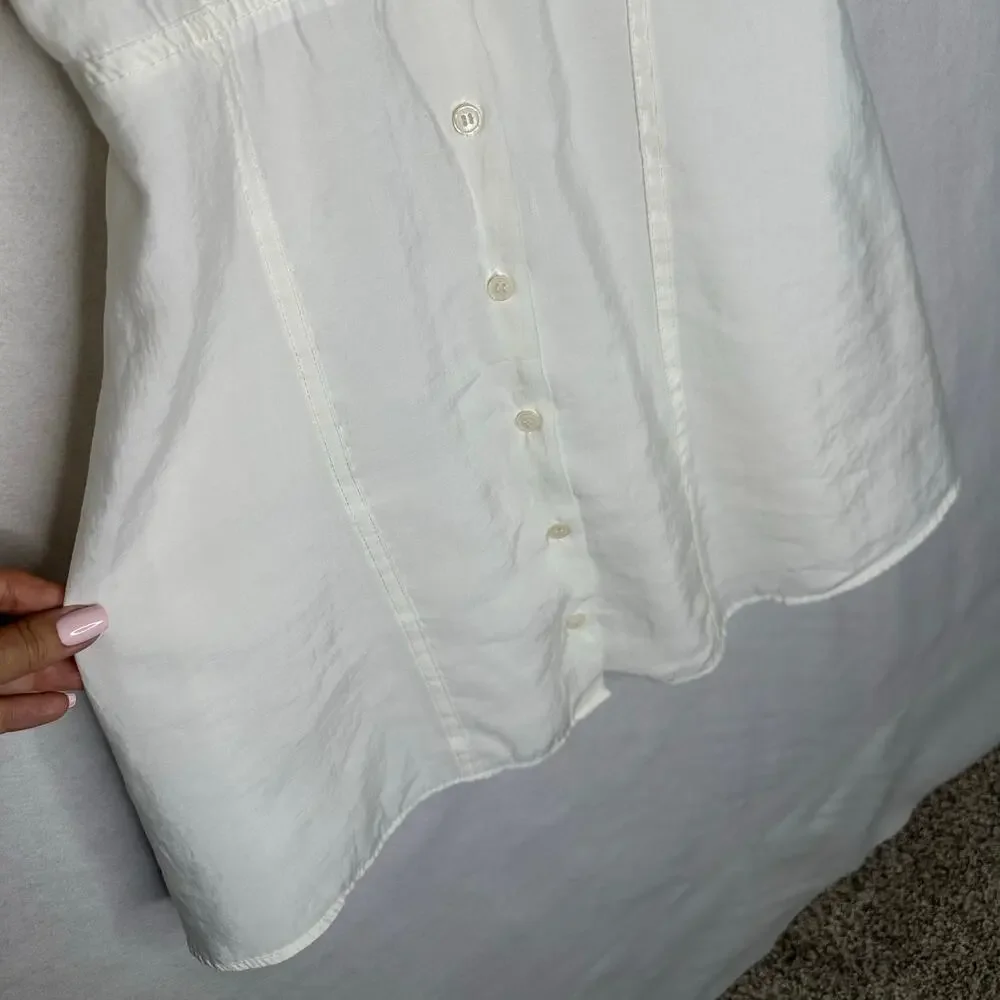 Zara Lined White Short Sleeve Button-Up Lightweight Shirt Short Dress – Sz L